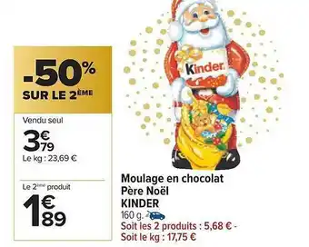 Carrefour Moulage en chocolat père noël kinder offre