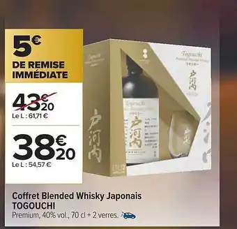 Carrefour Coffret blended whisky japonais togouchi offre