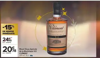 Carrefour Rhum vieux agricole de la martinique v.o clément offre