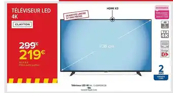 Carrefour Téléviseur led 4k 108 cm clayton offre