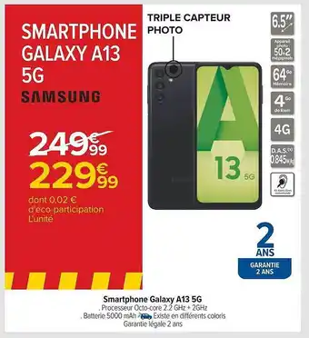 Carrefour Smartphone samsung galaxy a13 5g offre