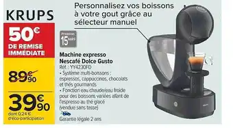 Carrefour Machine expresso nescafé dolce gusto krups offre
