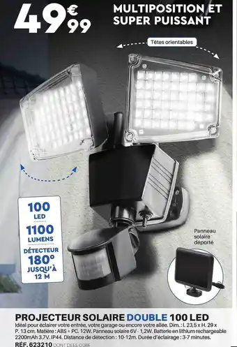 Shopix Projecteur solaire double 100 led offre