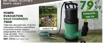 Shopix Pompe évacuation eaux chargées 750 w offre