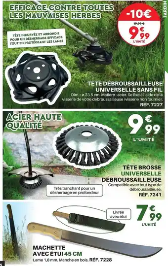 Shopix Tête débroussailleuse universelle sans fil, tête brosse universelle débroussailleuse, machette avec étui 45 cm offre