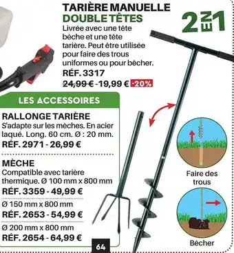 Shopix Tarière manuelle double têtes offre