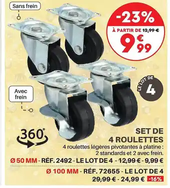 Shopix Set de 4 roulettes offre