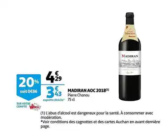 Auchan Madiran aoc 2018 pierre chanau offre