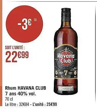 Casino Supermarchés Rhum havana club 7 ans 40% vol. offre