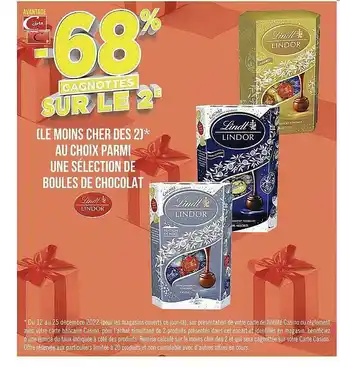 Casino Supermarchés Boules de chocolat lindt lindor offre