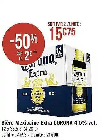 Casino Supermarchés Bière mexicaine extra corona 4,5% vol. offre