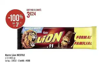 Casino Supermarchés Barre lion nestlé offre