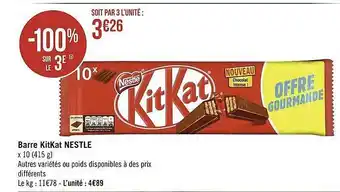 Casino Supermarchés Barre kitkat nestlé offre