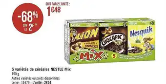 Casino Supermarchés 5 variétés de céréales nestlé mix offre