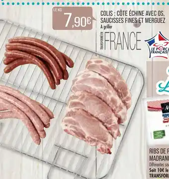 Match Colis : Côte échine avec os saucisses fines et merguez offre