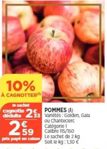 Bi1 Pommes golden, gala ou chateclerc offre