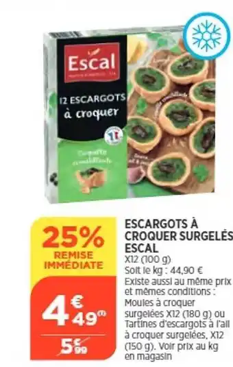 Bi1 Escargots à croquer surgelés escal offre