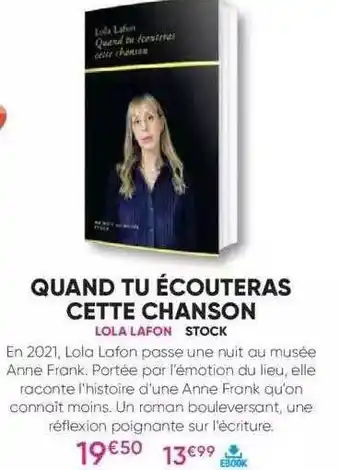 Quand tu écouteras cette chanson - lola lafon - stock