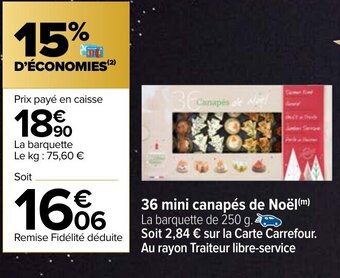 Carrefour Market 36 Mini Canapés De Noël offre