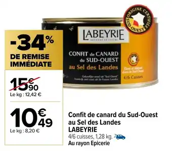 Carrefour Market Confit De Canard Du Sud-Ouest Au Sel Des Landes Labeyrie offre