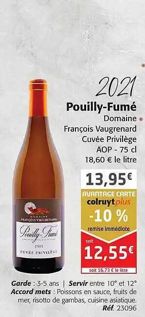 2021 pouilly-fumé domaine françois vaugrenard cuvée privilège aop