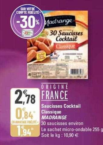 G20 Saucisses cocktail classique madrange offre