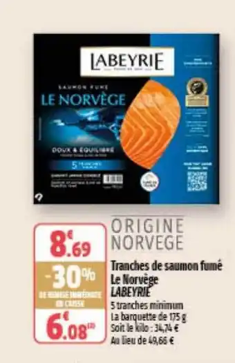 Coccinelle Supermarché Tranches de saumon fumé le norvète labeyrie offre