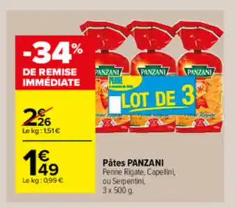 Carrefour Market Pâtes Panzani offre