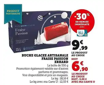 Super U Bûche glacée artisanale fraise passion erhard offre