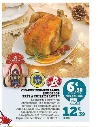 Super U Chapon fermier label rouge igp prêt à cuire de loué offre