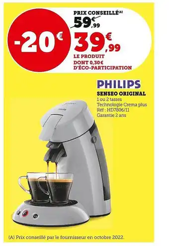 Super U Senseo original philips offre