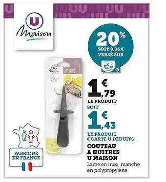 Super U Couteau à huîtres u maison offre