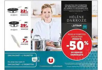 Super U Poêle inox ø 24 cm, wok inox ø 28 cm, couteau santoku offre