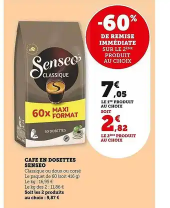 Super U Café en dosettes senseo offre