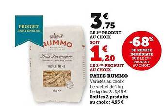 Super U Pâtes rummo offre