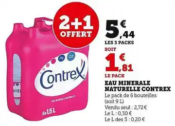 Super U Eau minérale naturelle contrex offre