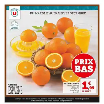 Super U Orange à jus u offre