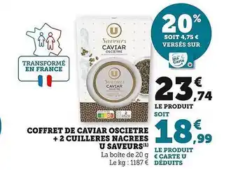 Coffret de caviar osciètre + 2 cuillères nacrées u saveurs
