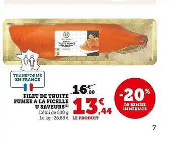 Super U Filet de truite fumée à la ficelle u saveurs offre