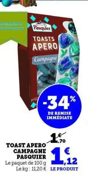 Hyper U Toast apéro campagne pasquier offre