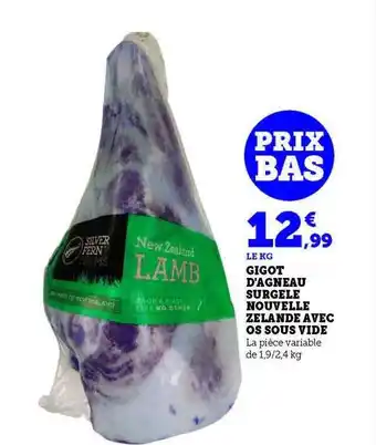 Gigot d'agneau surgelé nouvelle zelande avec os sous vide