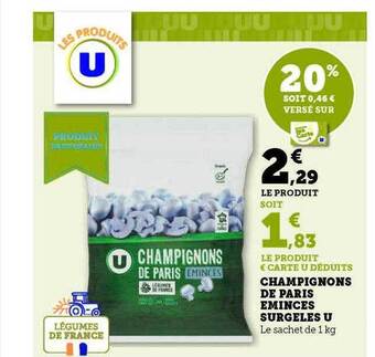 Hyper U Champignons de paris émincés surgelés u offre