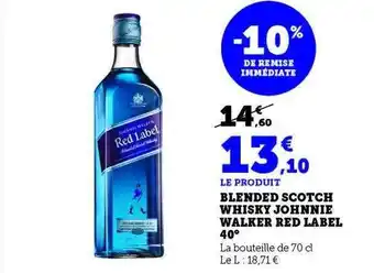 Hyper U Blended scotch whisky johnnie walker red label 40° offre
