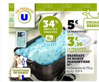 Hyper U Brandade de morue parmentière u offre