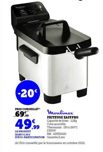 Hyper U Friteuse easypro moulinex offre