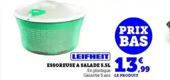 Hyper U Essoreuse à salade 5.5l leifheit offre