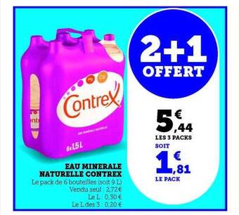 Hyper U Eau minérale naturelle contrex offre