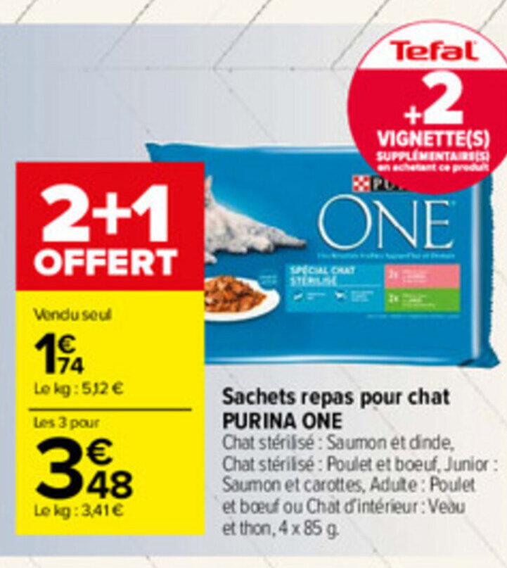 Promo Sachets Repas Pour Chat Purina One Chez Carrefour Market