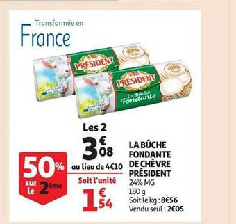 Auchan La bûche fondante de chèvre président offre