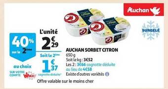 Auchan Auchan sorbet citron offre